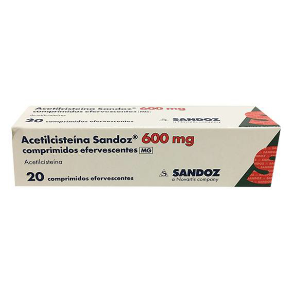 Imagem de Acetilcisteína Sandoz MG, 600 mg x 20 comp eferv