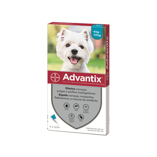 Imagem de Advantix Cao Sol Uncao 1mlx4 4-10 Kg, 100/500 mg sol unção punctif VET