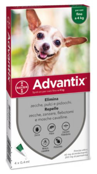 Imagem de Advantix Cao Sol Uncao 0,4mlx4 Ate 4kg, 40/200 mg sol unção punctif VET